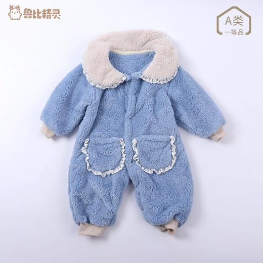 【珊瑚绒连体衣！亲肤柔软】婴儿爬服宝宝连体衣，花边宽松棉服冬季加厚外出服婴童哈衣服，精致美观  蕾丝花边点缀更洋气 hh 商品图6