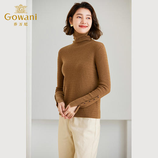 乔万尼100%绵羊毛针织衫高领修身打底羊毛衫ET4M971 商品图2