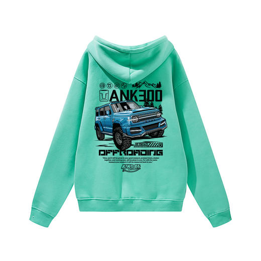 自由基地秋冬新款tank300坦克团印花带帽抓绒套头卫衣潮流保暖衣 NMT-2081 商品图5