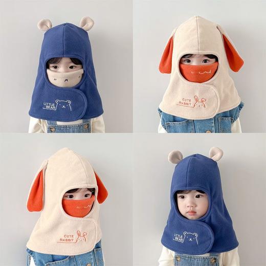 宝宝帽子可爱超萌冬季儿童围脖一体帽保暖防风男女孩子护脸套头帽 商品图0