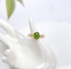 S925碧玉蛋面戒指