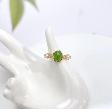 S925碧玉蛋面戒指 商品图0