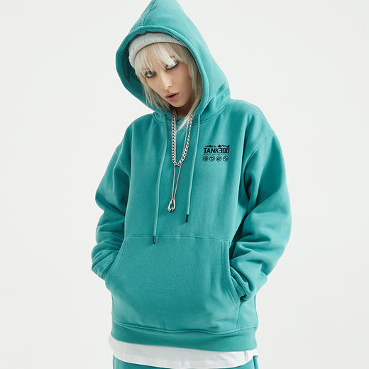 自由基地秋冬新款tank300坦克团印花带帽抓绒套头卫衣潮流保暖衣 NMT-2081 商品图0