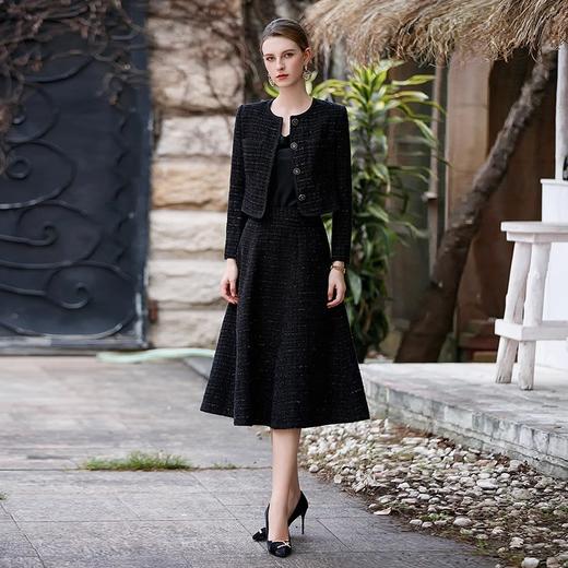 IWY/黑色名媛小香风套装女秋冬新款高端气质毛呢时尚套装女CS1699 商品图2
