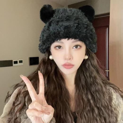 「数款可选」大头围软糯可爱小熊耳朵毛绒帽女秋冬季保暖显脸小宽松甜美护耳帽配饰 商品图3