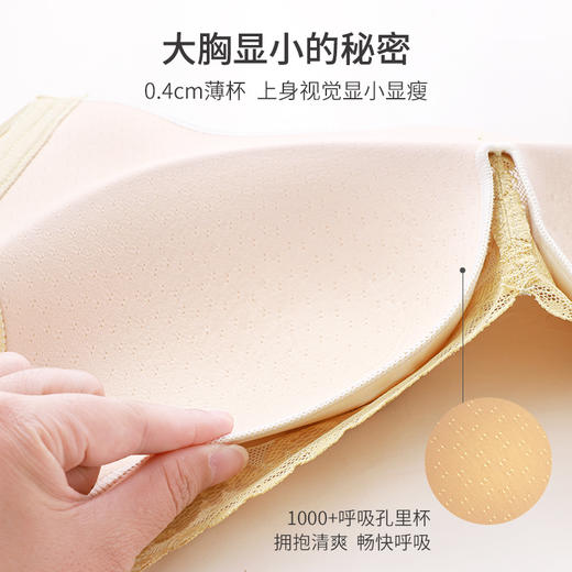 【大胸显小CD杯】熳洁儿 上托提拉性感蕾丝薄杯内衣防下垂文胸收副乳 24761509/23761512 商品图7