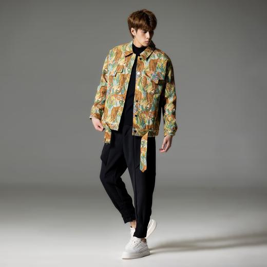 PINLI品立春季新品提花翻领夹克复古潮牌宽松休闲茄克外套男B233104109 商品图4
