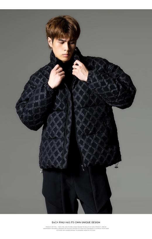 PINLI品立秋冬新品华夫格立领羽绒服潮牌短款加厚面包服外套B233208089 商品图7