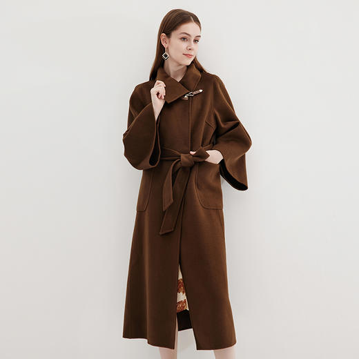 EITIE爱特爱冬季新款气质简约显瘦大气系带大衣外套7214924 商品图8