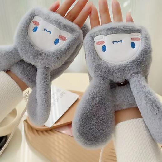 【2023秋冬好物】韩版手套女冬季网红可爱玉桂狗保暖防寒ins学生毛绒翻盖全指手套 商品图3