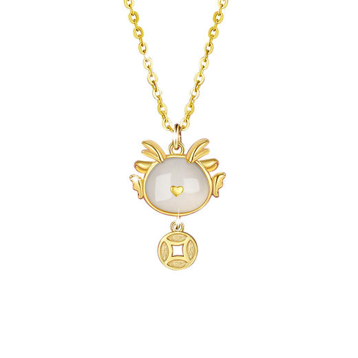 【本命年·生肖龙项链】S925和田玉项链  小众设计轻奢  钱币爱心锁骨链  本命年生肖吊坠 商品图3