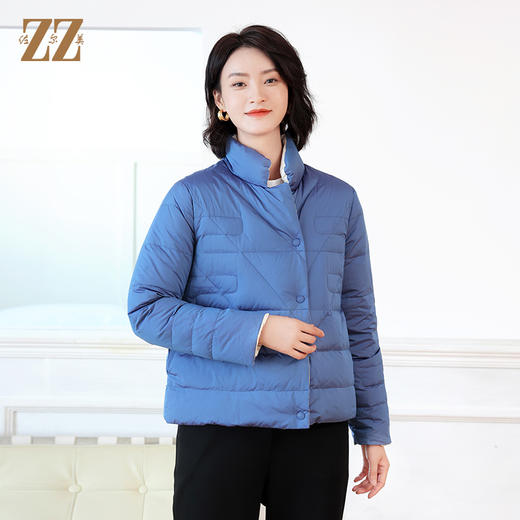 佐尔美冬季新款 时尚简约双面穿短款立领羽绒服女E14YY05 商品图1