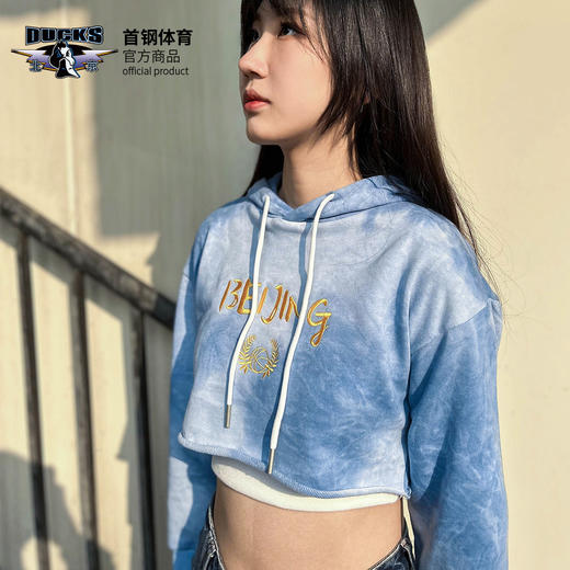 北京首钢篮球俱乐部官方商品 |  首钢体育蓝色扎染女士连帽卫衣 商品图0