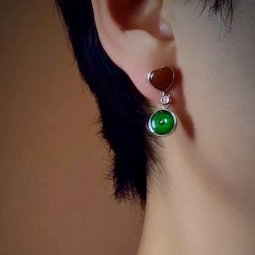 18k翡翠耳钉 商品图5