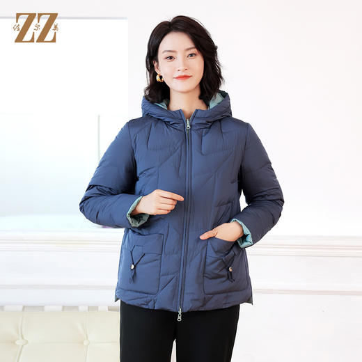 佐尔美冬季新款 简约时尚双面穿连帽短款羽绒服女E14YY04 商品图0
