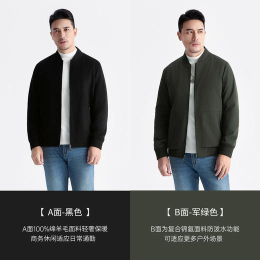【领航系列】休闲棒球领夹克防风保暖修身男士237X0J502N 商品图5