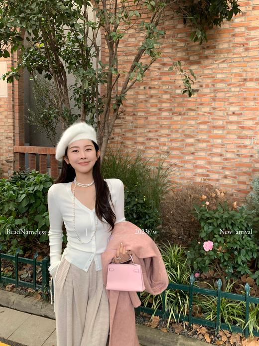 Read Nameless /粉色棉羊毛双面呢+白色羊毛抽绳针织打底衫+楼梯棉杏色阔腿裤 商品图14