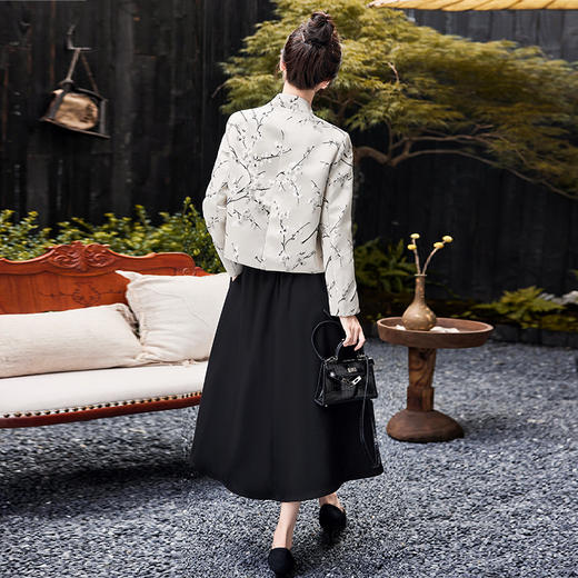 秋冬款新，中式提花料缎面小立领羽绒外套HR-SYY2378 商品图5