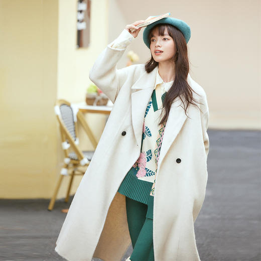 【暖冬内购】两三事独酌晨曦冬季新款简约廓形中长款毛呢外套女 商品图2