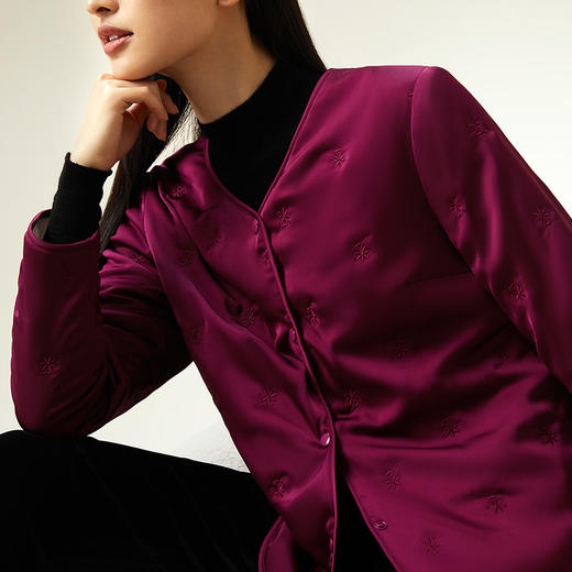 金三塔桑蚕丝填充 真丝保暖长袖棉袄女 丝绵棉衣外套   （限价款）NSFAD733 商品图3