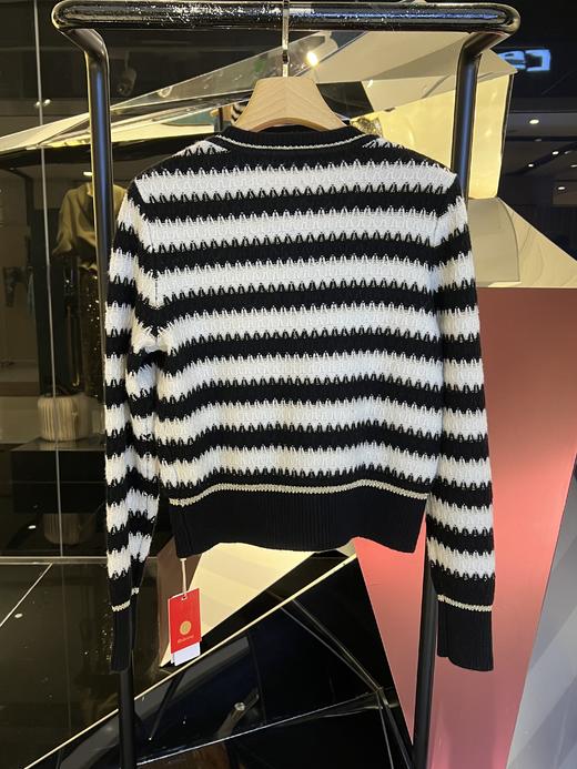 女士条纹小香风羊毛开衫 商品图1