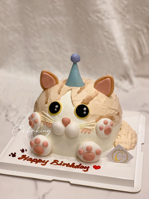 #可爱小猫咪  忌廉蛋糕【半翻糖蛋糕需提前2天预订】（默认自提，收费配送请联系客服） 商品图1