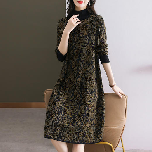 冬季新款，秋冬配大衣内搭大码毛衣裙中长款气质针织连衣裙CC-SYX-8567 商品图2