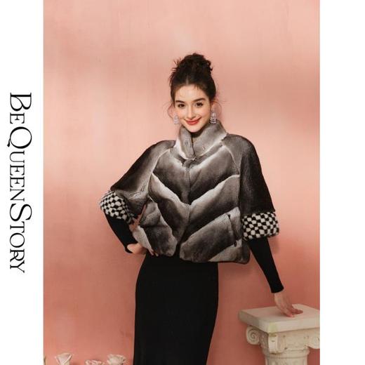 BeQueenStory【世纪龙猫】秋冬重工奢华设计感时尚水貂毛立领外套 商品图4