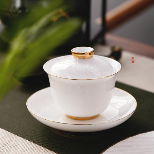 成艺/隐雕蝶恋套组/曼德密瓷德化手工描金白瓷抖音旗舰同款陶瓷功夫茶具 商品图3