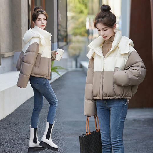 冬季新款，女装时尚休闲拼接撞色冬季保暖外套HR-GJC8217 商品图0