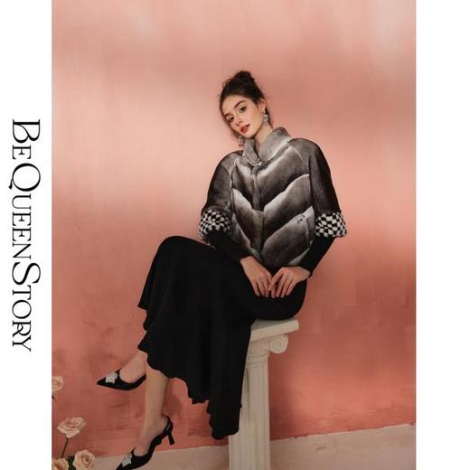 BeQueenStory【世纪龙猫】秋冬重工奢华设计感时尚水貂毛立领外套 商品图3