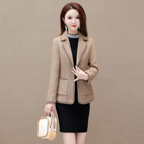 QYMLRX-KMB51-Y小香风西装短款外套女秋冬2023年新款小个子貂绒毛呢上衣