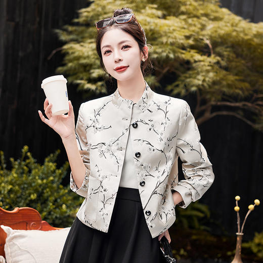 秋冬款新，中式提花料缎面小立领羽绒外套HR-SYY2378 商品图7