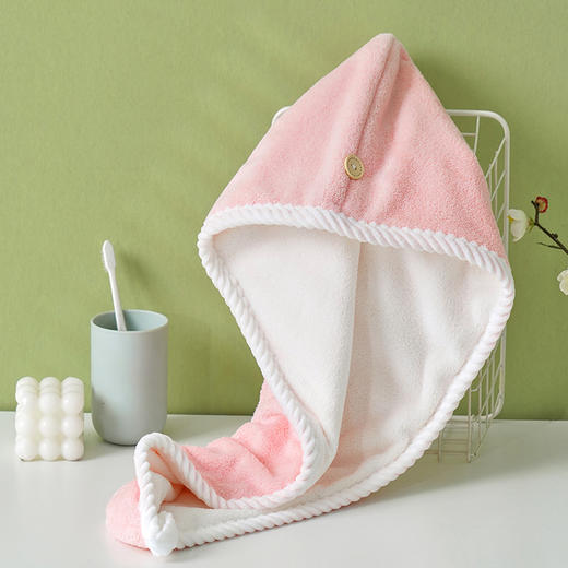 【买一送一，下单前200名再送毛巾一条】 双层珊瑚绒撞色干发帽 | 蓬松柔软 吸湿透气 不易掉毛 商品图3