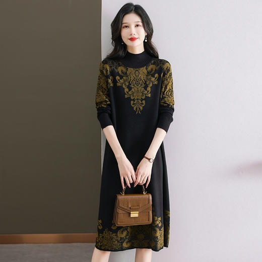 国风喜婆婆婚宴装，新款女秋冬季配大衣内搭大码针织连衣裙CC-SYX-8568 商品图2