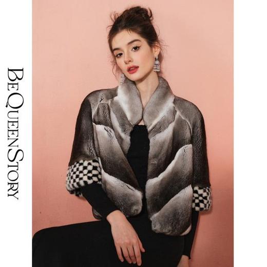 BeQueenStory【世纪龙猫】秋冬重工奢华设计感时尚水貂毛立领外套 商品图2