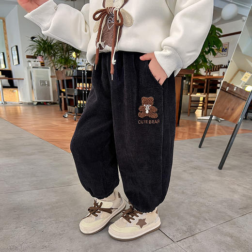 【亲肤舒适，不扎皮肤！】女童裤子2023新款加绒，洋气秋冬款宝宝阔腿休闲裤，外穿儿童秋装长裤lm 商品图1