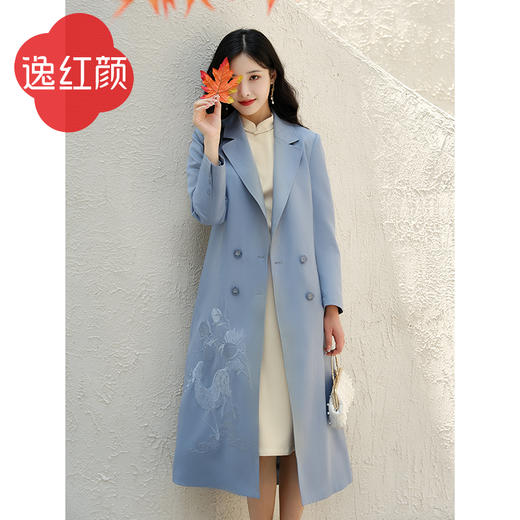 逸红颜 停云 2025秋冬新款A摆刺绣中式改良旗袍显瘦职业连衣裙女 商品图4