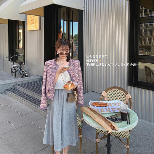 金蘑菇菇XS/S码【 请吃饭的漂亮姐姐】中长款秋装气质遮胯显瘦高腰伞裙 商品图1