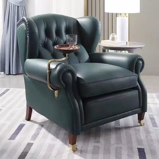 高档别墅房1919雪茄椅全真皮美式老虎椅教父椅单人休闲扶手椅 商品图1