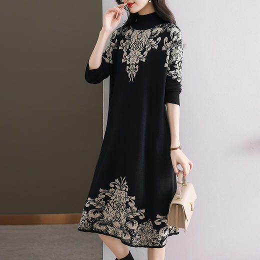 国风喜婆婆婚宴装，新款女秋冬季配大衣内搭大码针织连衣裙CC-SYX-8568 商品图1