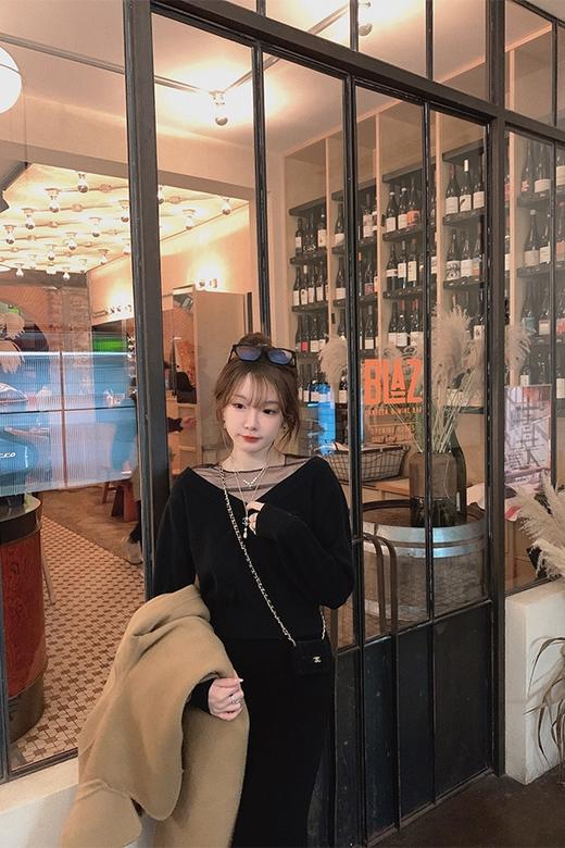 奶白 茶橘 金蘑菇菇 我爱纱纱毛衣/ 内搭top 蕾丝拼接v领设计感精致温柔毛衣 商品图5