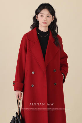 鹿向南 《玫瑰岛屿》 酒红色毛呢外套