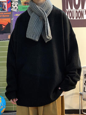 【日系纯色设计，简约时尚！】日系纯色针织打底衫，男女款BF风圆领宽松百搭学生情侣毛衣，多种颜色可选，百搭性强，让您随心搭配，展现个性风采lm