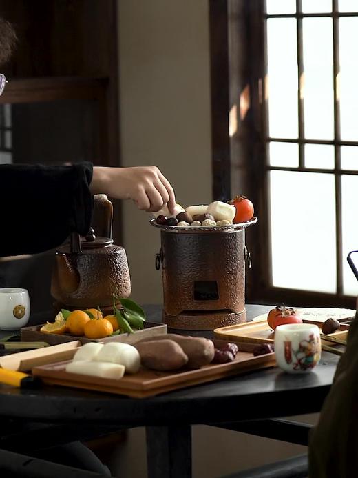 窑变双环碳炉侧把提梁四季吉祥如意壶围炉煮茶 商品图0