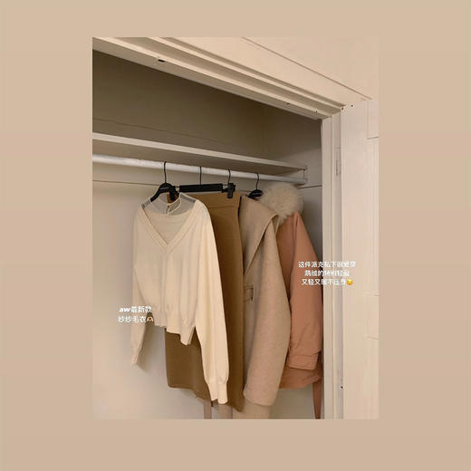 奶白 茶橘 金蘑菇菇 我爱纱纱毛衣/ 内搭top 蕾丝拼接v领设计感精致温柔毛衣 商品图3