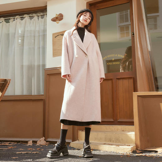 【暖冬内购】两三事独酌晨曦冬季新款简约廓形中长款毛呢外套女 商品图1