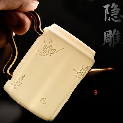 成艺/隐雕蝶恋套组/曼德密瓷德化手工描金白瓷抖音旗舰同款陶瓷功夫茶具 商品图2