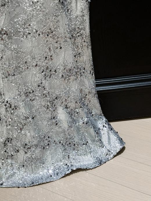 【孤品样衣，不退不换】【圣蒂斯舞会】绣花亮片网纱偏光金皮修身鱼尾摆半身裙 商品图8