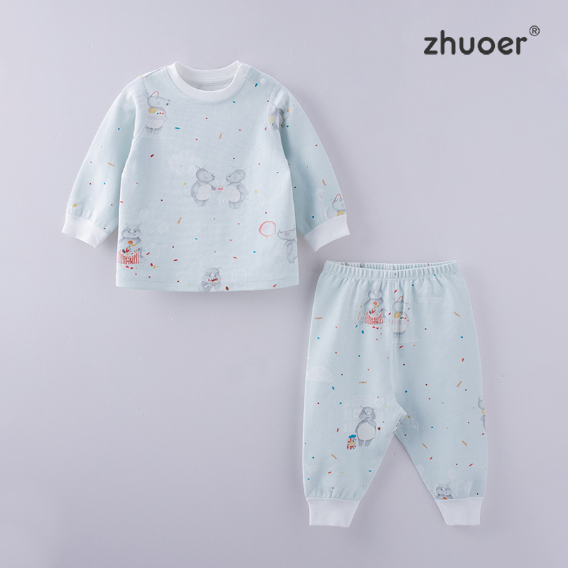 【秋冬贴身保暖德绒套装】卓儿宝宝打底衫纯棉家居服婴儿衣服自发热恒温 适合6个月-5岁